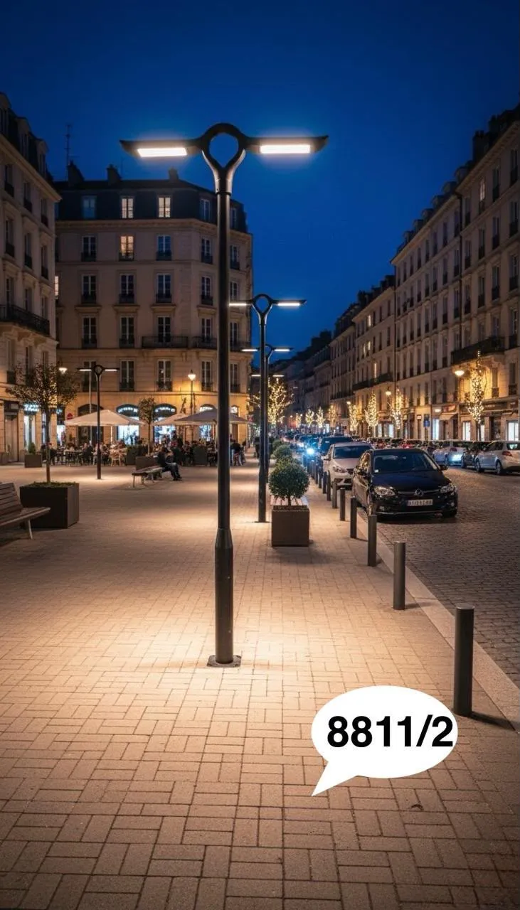 Street Light 8811/2 along a city street at night