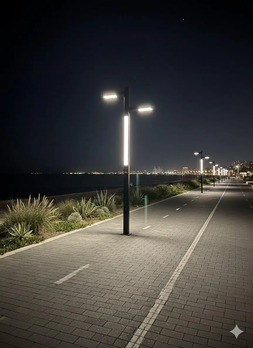 Promenade Light beside a cycle path at night